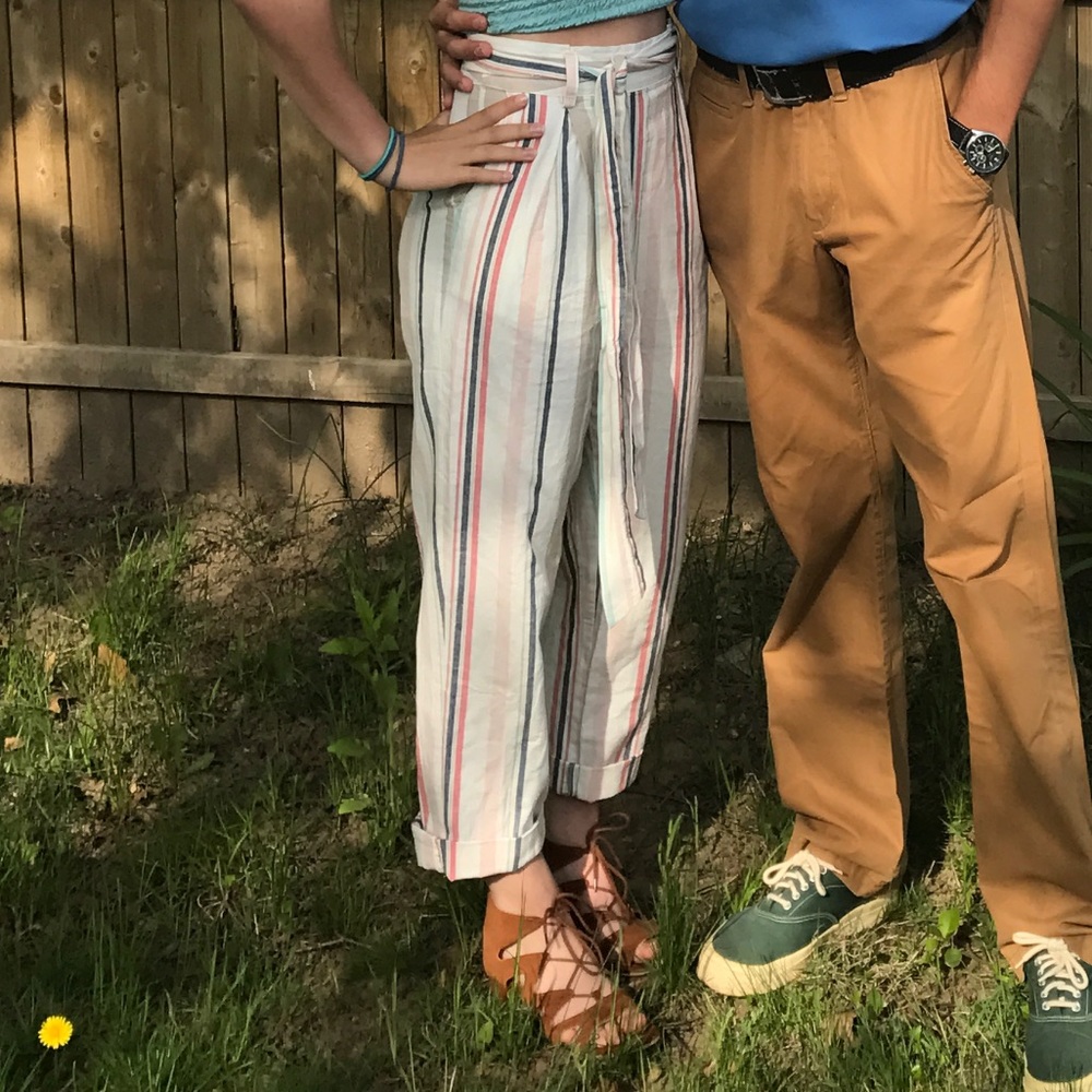 High Waisted Striped Linen Pants